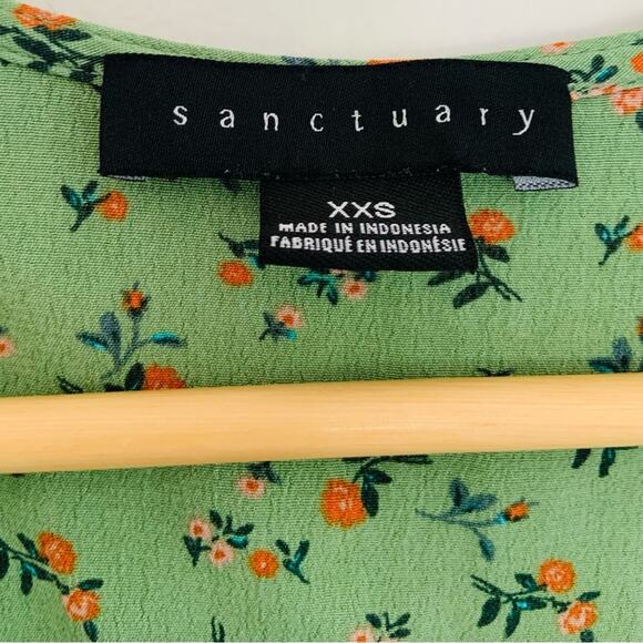 Sanctuary Garden Wrap Floral Top Green V Neck Blouse Size XXS - Picture 6 of 10